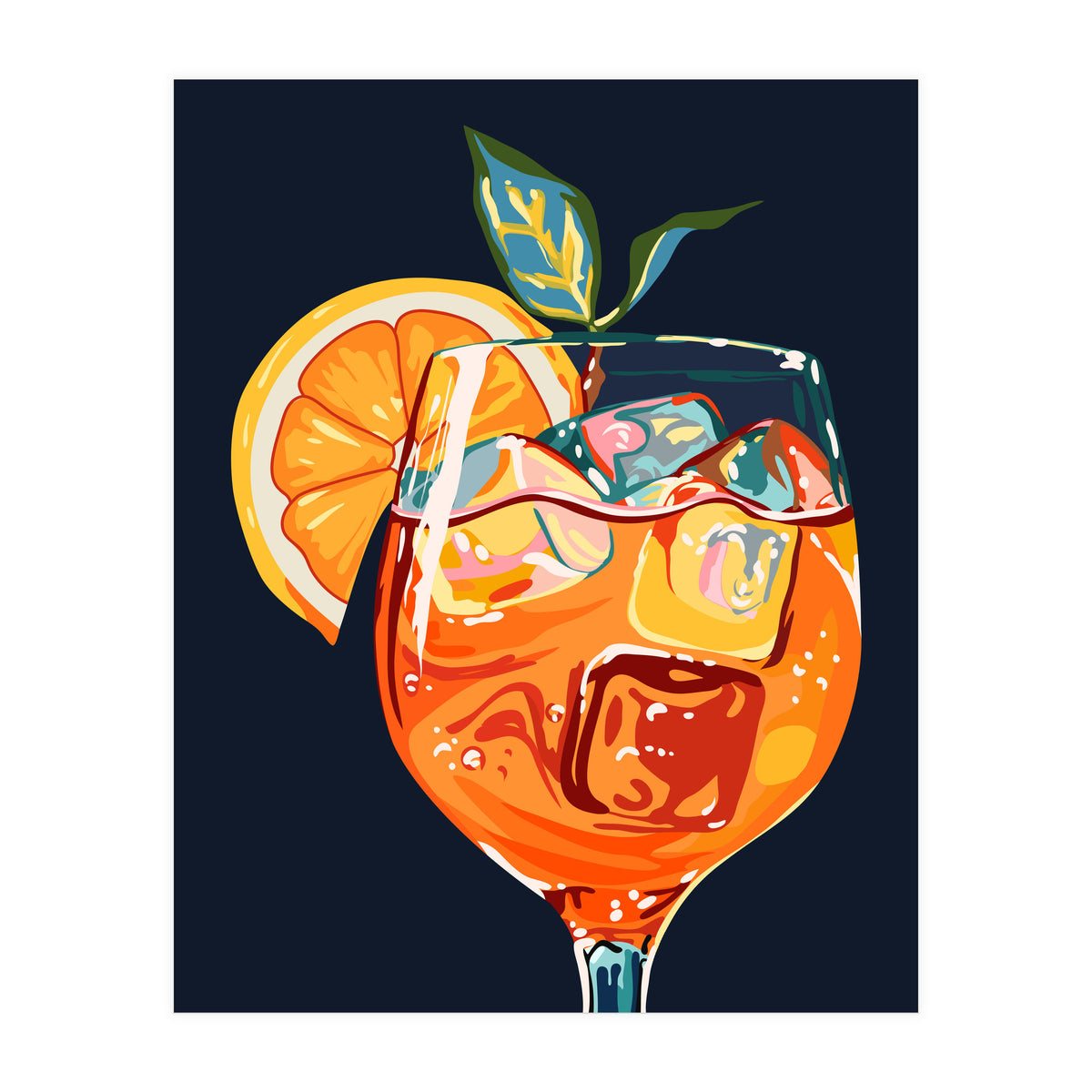 Hawaiian Cocktail, Fresh Orange Fruity Mimosa, Pop Of Color Food Bohemian Eclectic Modern Drink (Print Only)