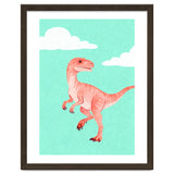 Velociraptor Watercolor Art, Cute Dino Nursery Print, Whimsical Dinosaur Illustration thumbnail