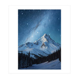 Majestic Snow-Capped Mountain Peak Under a Brilliant Starry Night Sky (Print Only) thumbnail
