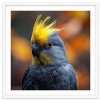 Close-up Portrait of a Yellow Cockatoo in the Wild.