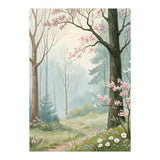 Enchanted Spring Woodland Path with Blooming Cherry Blossoms and Misty Pastel Forest Atmosphere (Print Only) thumbnail