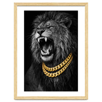 Bejweled hyper-realistic lion photography,diamond fangs portrait