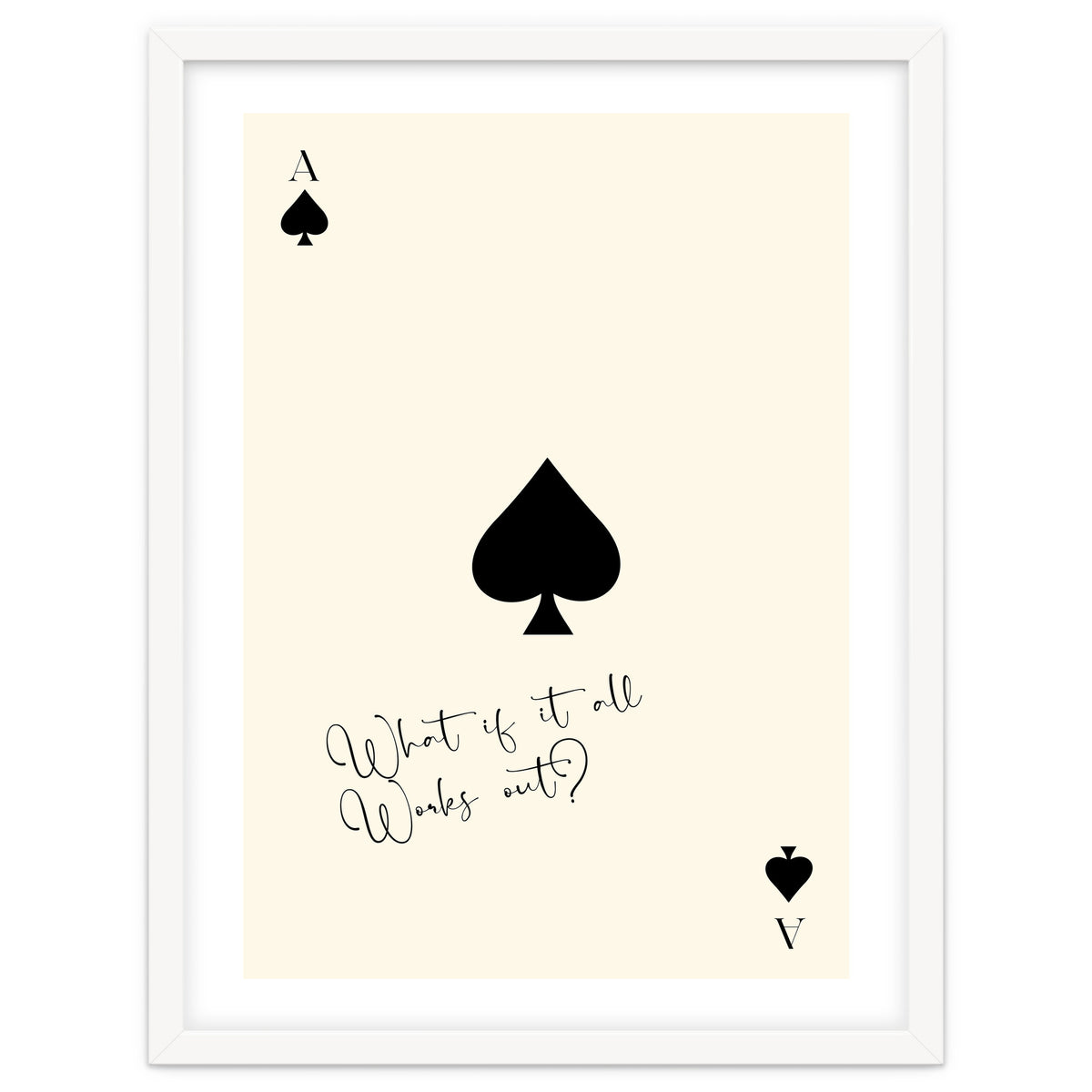 Ace of Spades Motivational Card Print, What If It All Works Out Poster
