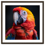 Scarlet Macaw Parrot Head Detailed Portrait Black thumbnail