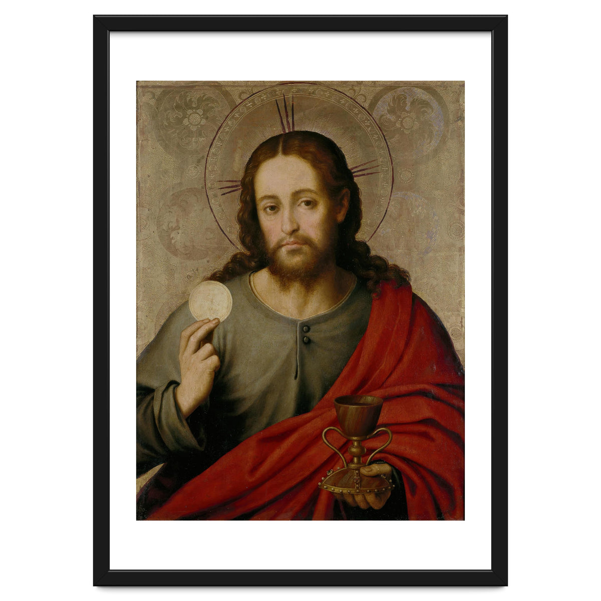 Juan de Juanes / 'The Saviour', 1545-1550, Spanish School, Oil on panel, 73 cm x 49 cm, P00845.