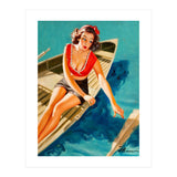 Pinup Sexy Girl In A Boat And A Lost Paddle (Print Only) thumbnail