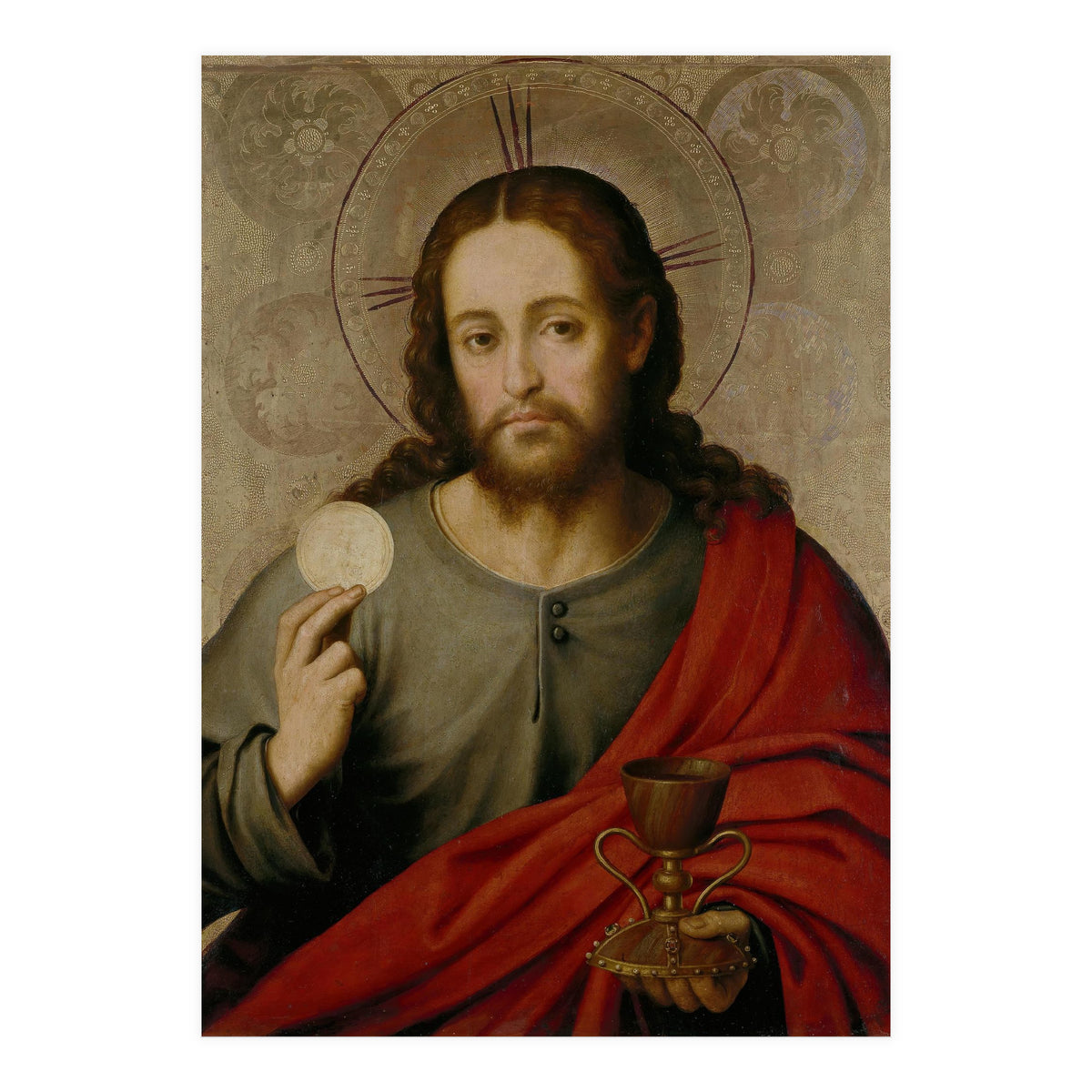 Juan de Juanes / 'The Saviour', 1545-1550, Spanish School, Oil on panel, 73 cm x 49 cm, P00845. (Print Only)