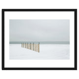 Wood fence in the winter snow beach thumbnail