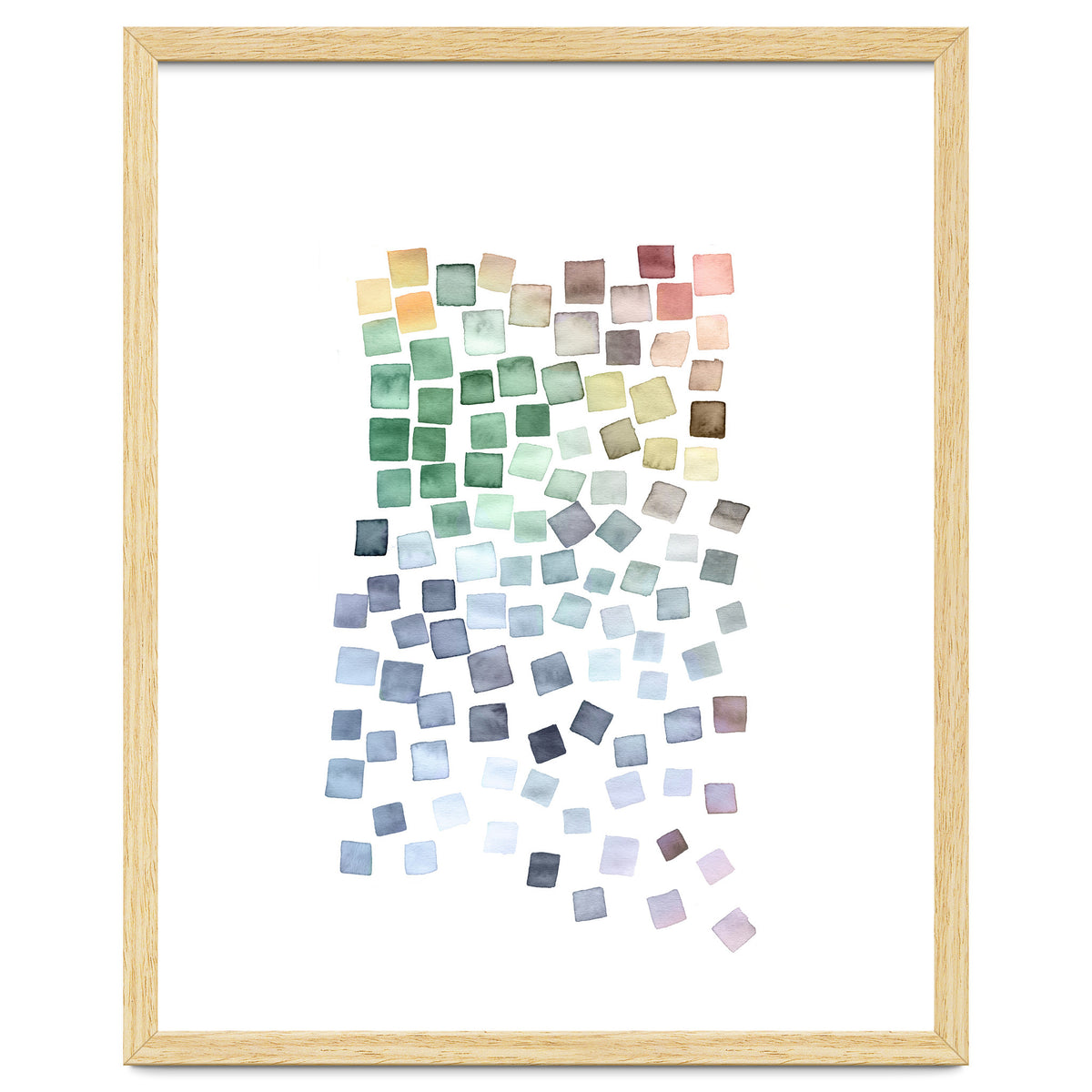 Watercolor Geometric Square Shapes Blue