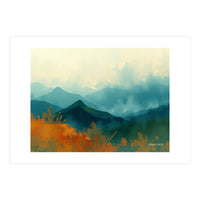 Long Title Misty Blue Mountain Range Landscape (Print Only)