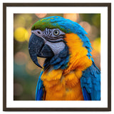 Blue And Yellow Macaw Parrot Close Up Detailed Shot thumbnail