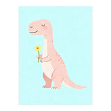 T-Rex Tyrannosaurus Dinosaur Art, Whimsical Dino with Flower, Gentle Nursery Print (Print Only) thumbnail