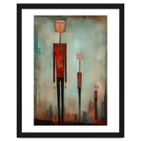 CITY HEIGHTS, three human-like forms of differing heights loom over the city below. thumbnail
