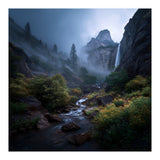 Majestic Misty Mountain Valley with Cascading Waterfall (Print Only) thumbnail
