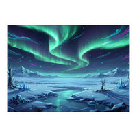 Arctic Glow: Northern Lights Winter Landscape (Print Only)