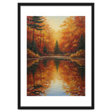 Golden Autumn Reflection: Impasto Forest Landscape thumbnail