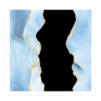 Blue & Gold Glitter Agate Texture 02  (Print Only)