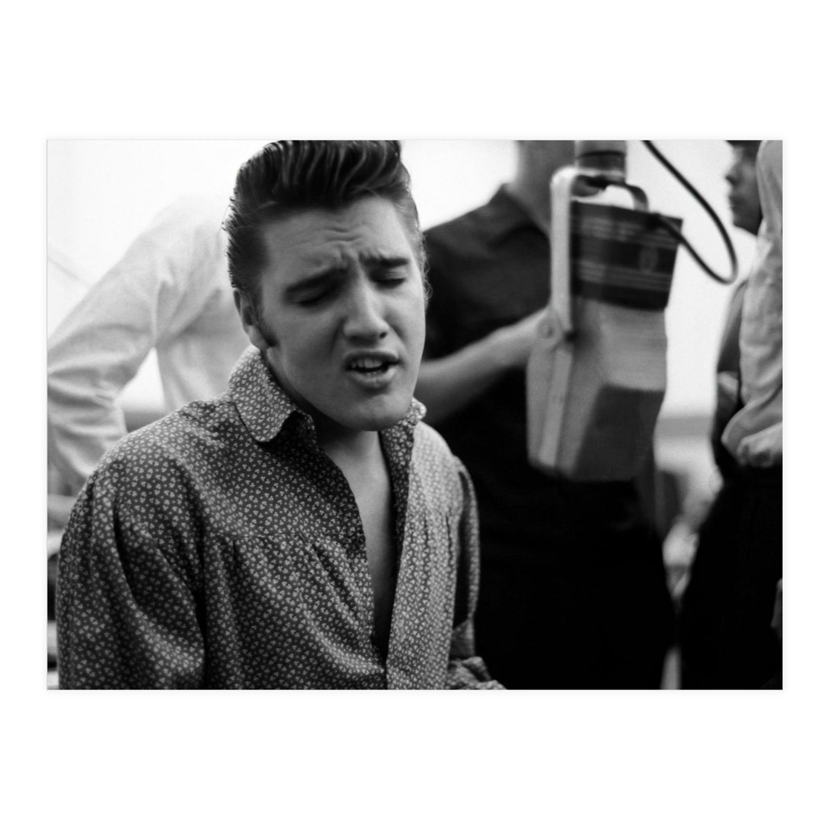 The American singer Elvis Presley during a recording session in 1956. (Print Only)