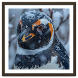 Penguin In Snow Falling Close Up Portrait thumbnail