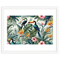 Tropical Toucans in Lush Jungle Foliage