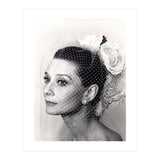 Audrey Hepburn with Veil, Classic Hollywood Glamour Photography, Black and White Icon Portrait (Print Only) thumbnail