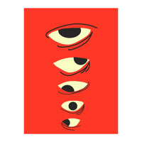 Abstract Eyes on Red Background (Print Only)