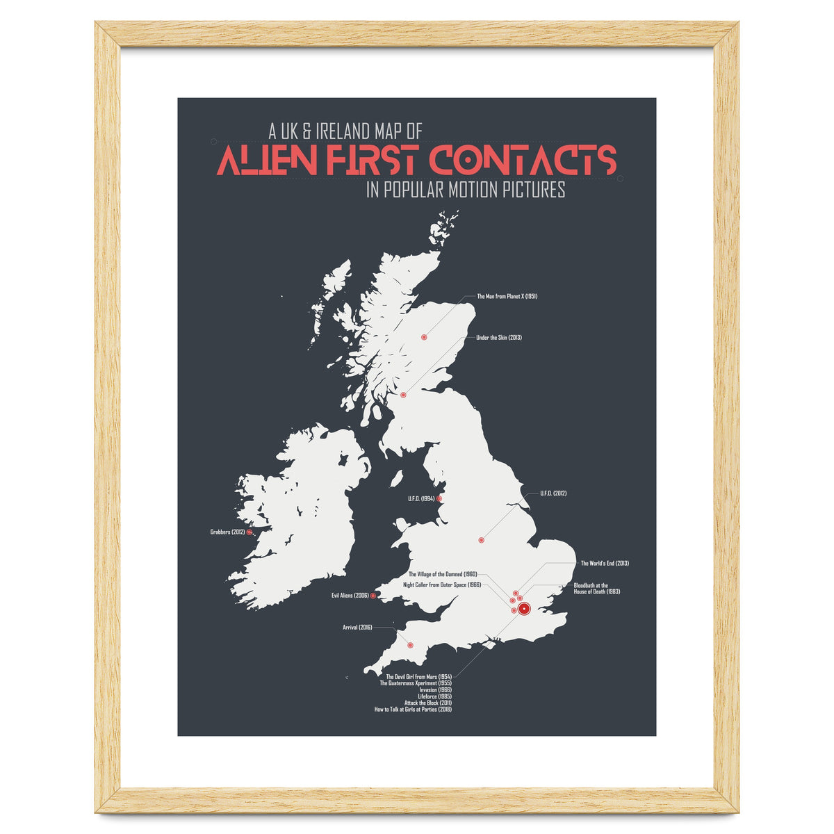UK & Ireland Map of Alien First Contacts in Movies
