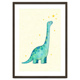 Cute Brontosaurus Watercolor Art, Whimsical Dinosaur Nursery Print, Starry Dino Illustration thumbnail