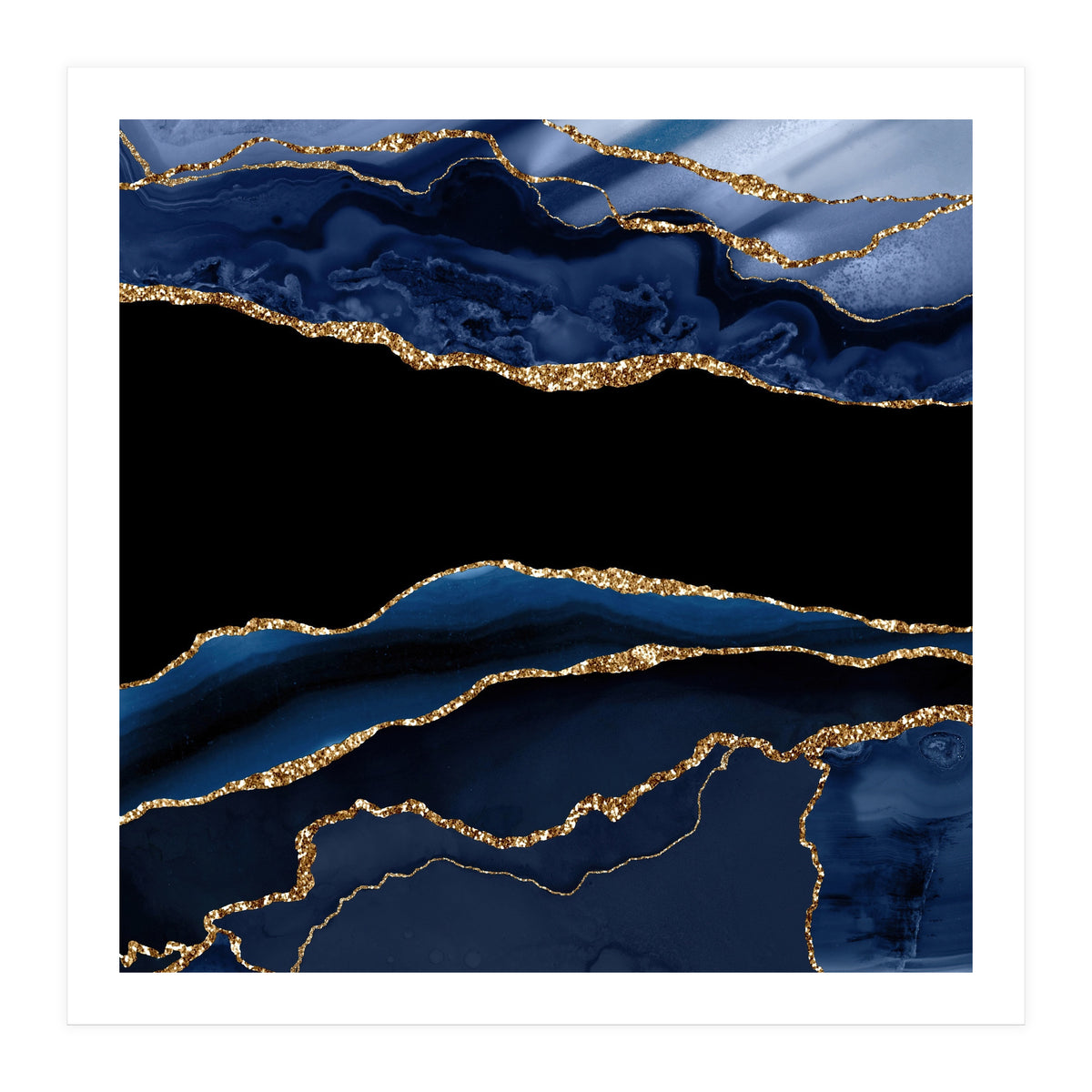 Navy & Gold Agate Texture 11  (Print Only)