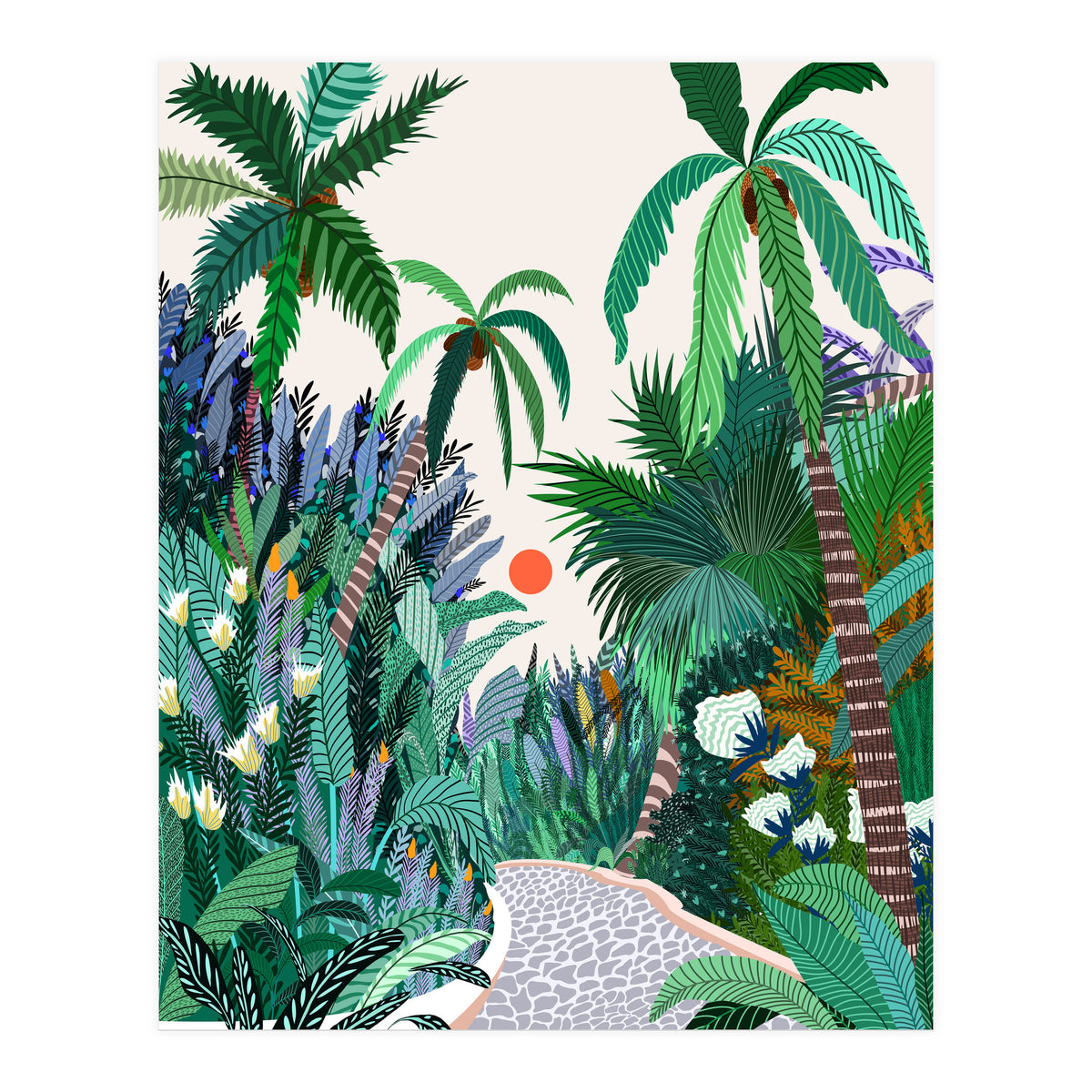 The Urban Jungle Route, Botanical Tropical Nature Plants, Forest Bohemian Eclectic Trees, Exotic Garden Palm Travel Boho (Print Only)