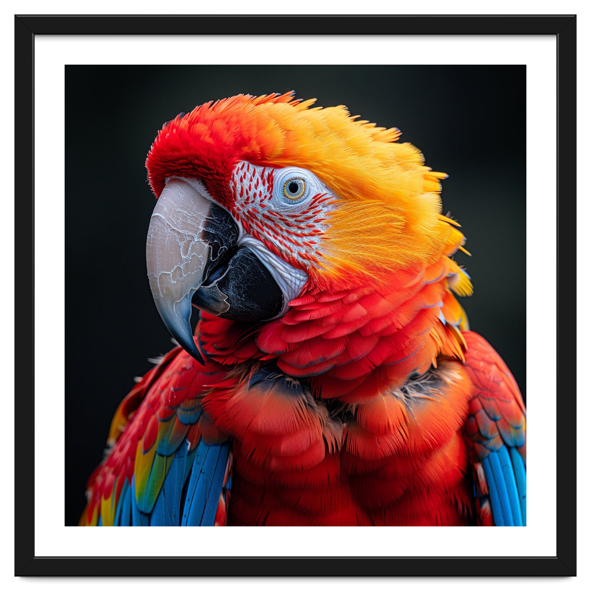 Scarlet Macaw Parrot Portrait Vivid Colors