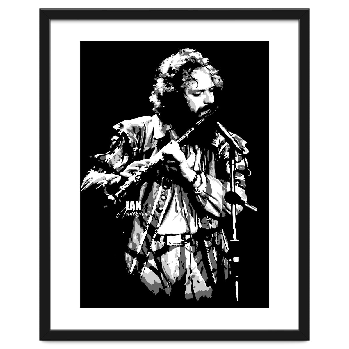 Ian Anderson Rock Music Legend in Grayscale 2
