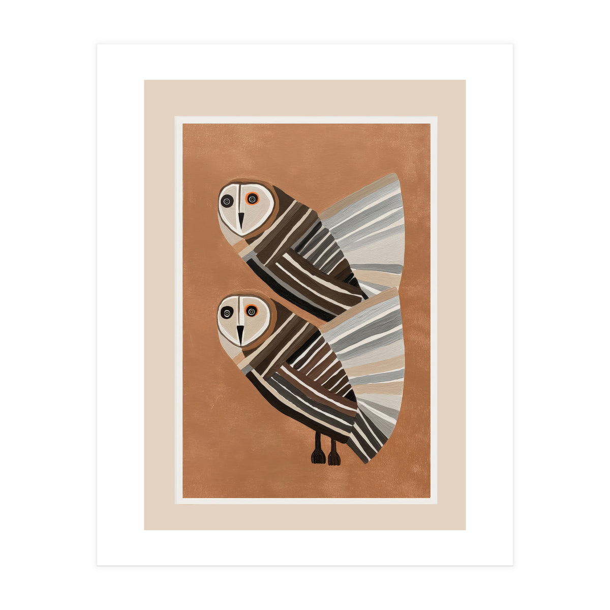 Striped Owl Pair (Print Only)
