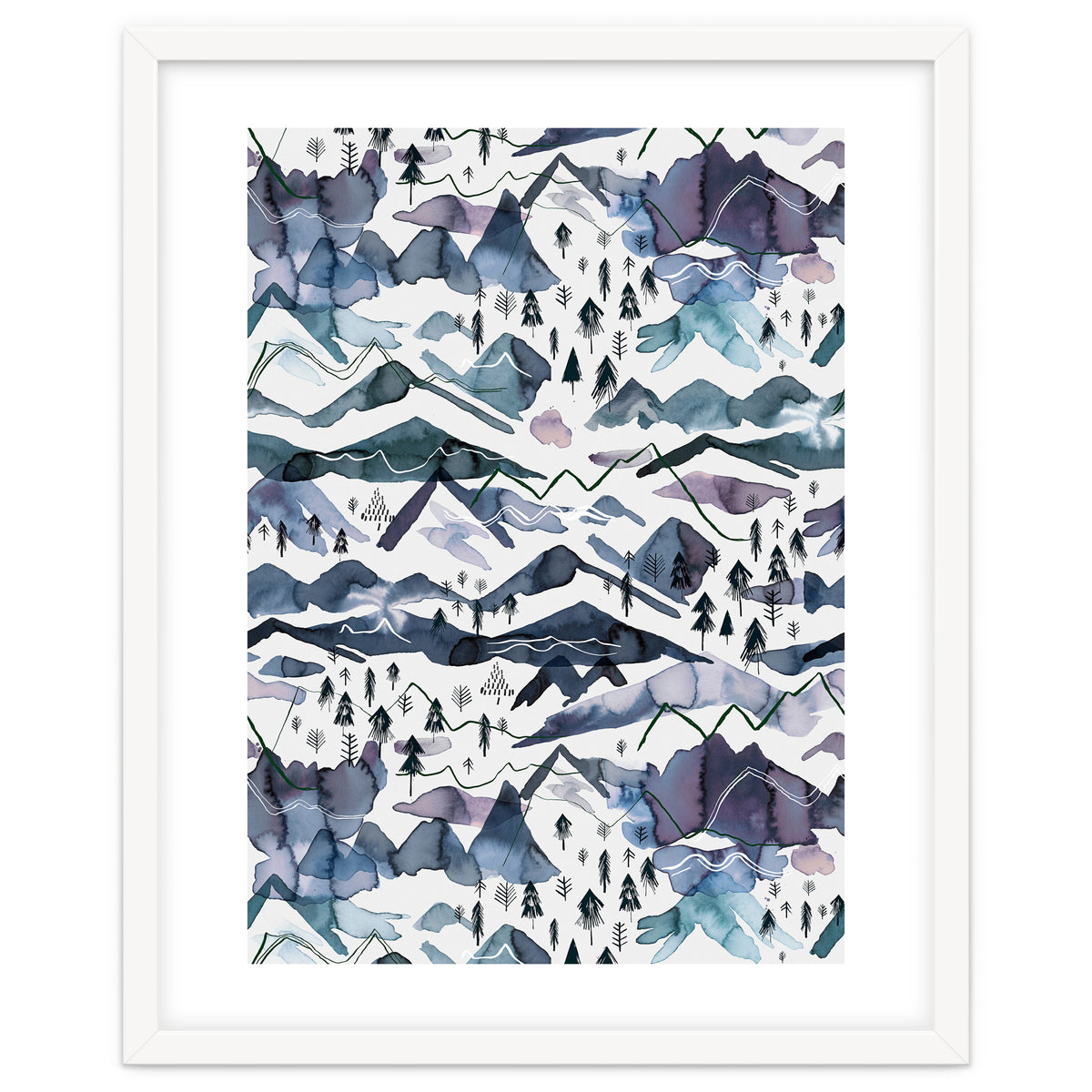 Watercolor Landscape Blue Mountains