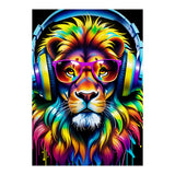 A Lion In Glasses Listens To Music (Print Only) thumbnail