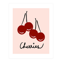 Cherries modern simple minimalistic red cute Fruit wall art (Print Only)