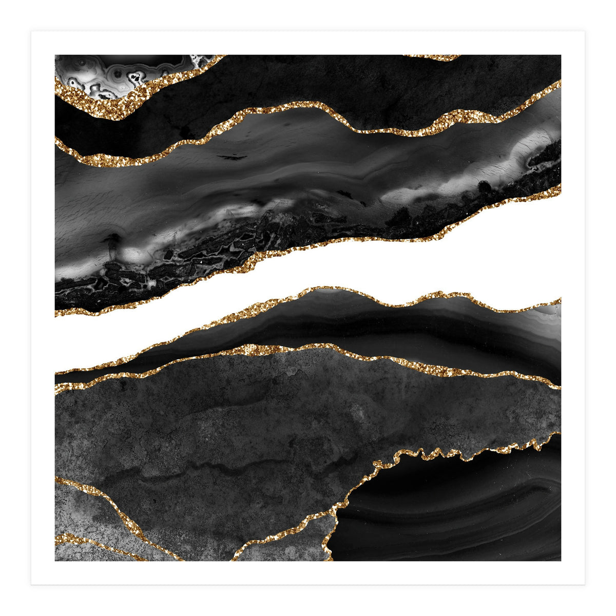 Black & Gold Agate Texture 08  (Print Only)