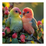 Lovebirds Couple Sitting On A Branch With Berries (Print Only) thumbnail