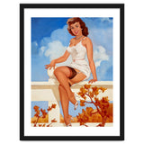 Beautiful Pinup Girl Posing On A Fence thumbnail