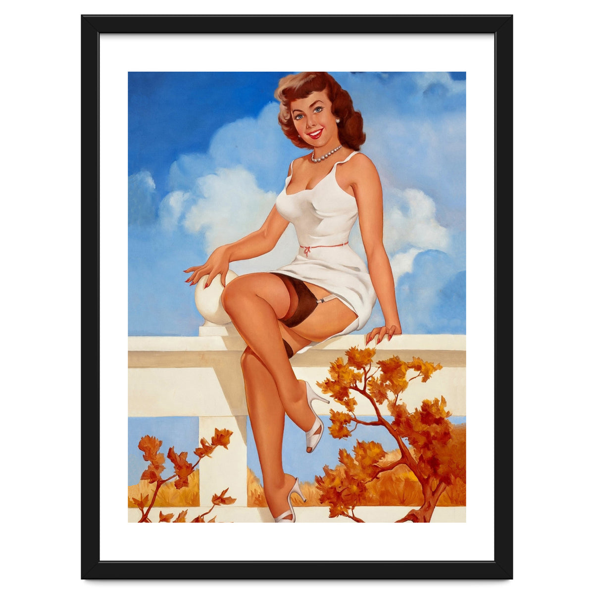 Beautiful Pinup Girl Posing On A Fence