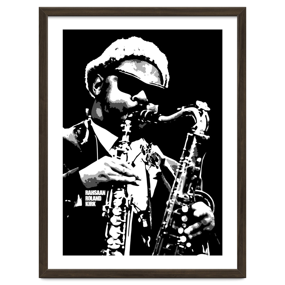 Rahsaan Roland Kirk American Jazz Multi-Instrumentalist in Grayscale 2