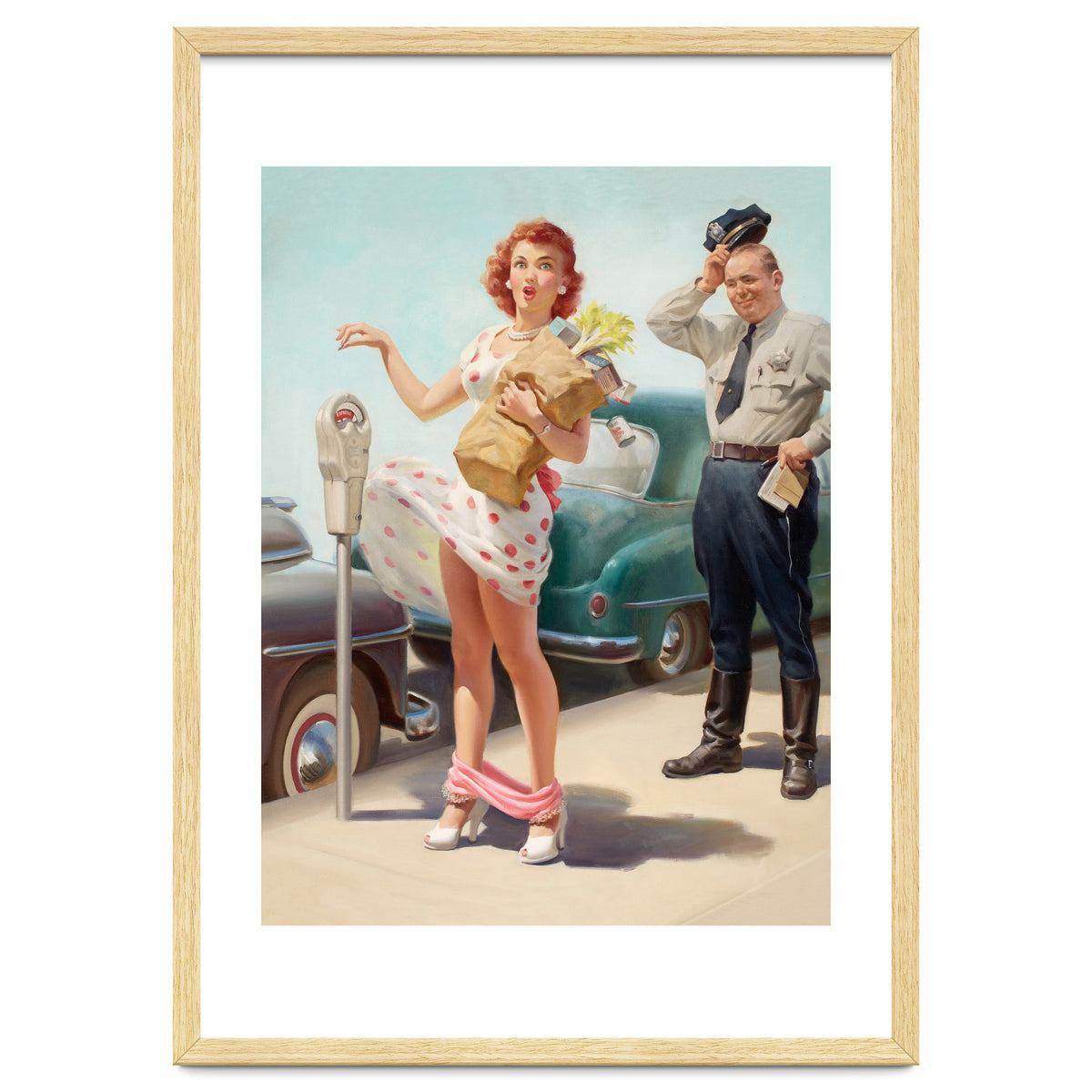 Sexy Pinup Shopping Girl And A Sudden Wind