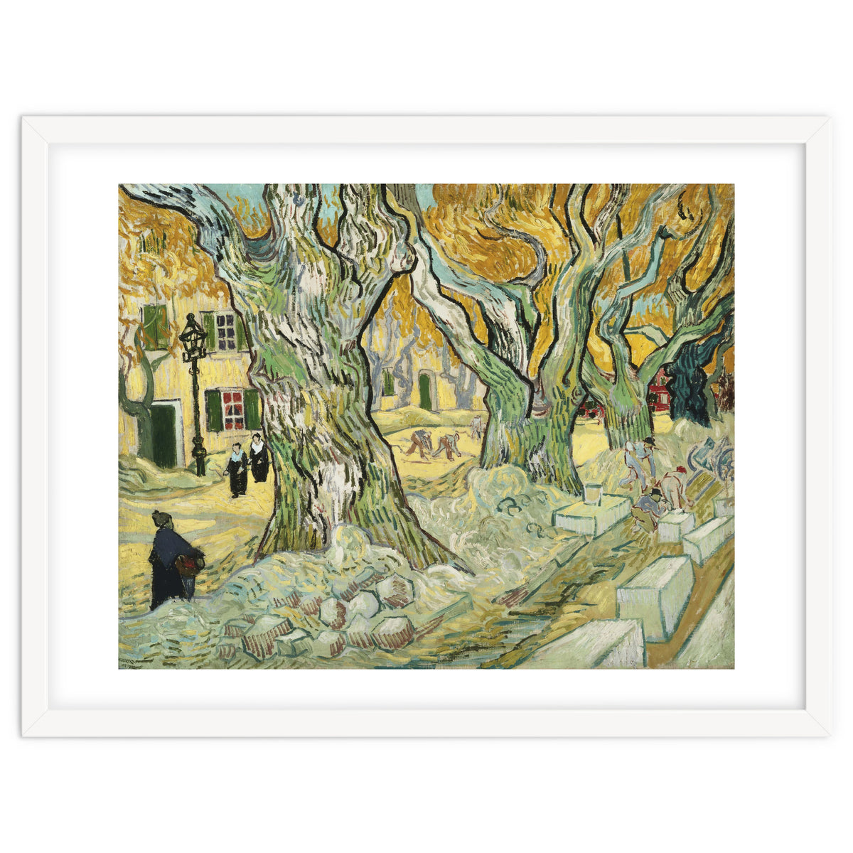 VINCENT VAN GOGH: The Road Menders. Date/Period: 1889. Painting. Oil on canvas.