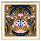 Pink Moth with Flowers on a brown background thumbnail