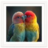 Lovebirds Perched Together Vivid Colors thumbnail