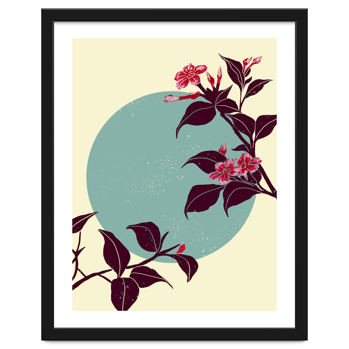 Pink flowers on a blue moon