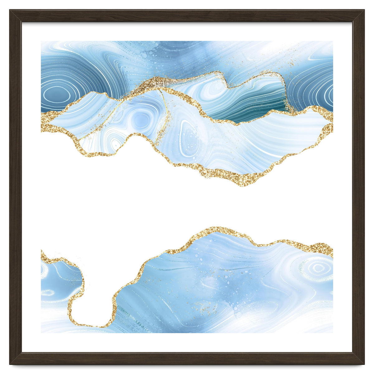Blue & Gold Glitter Agate Texture 06