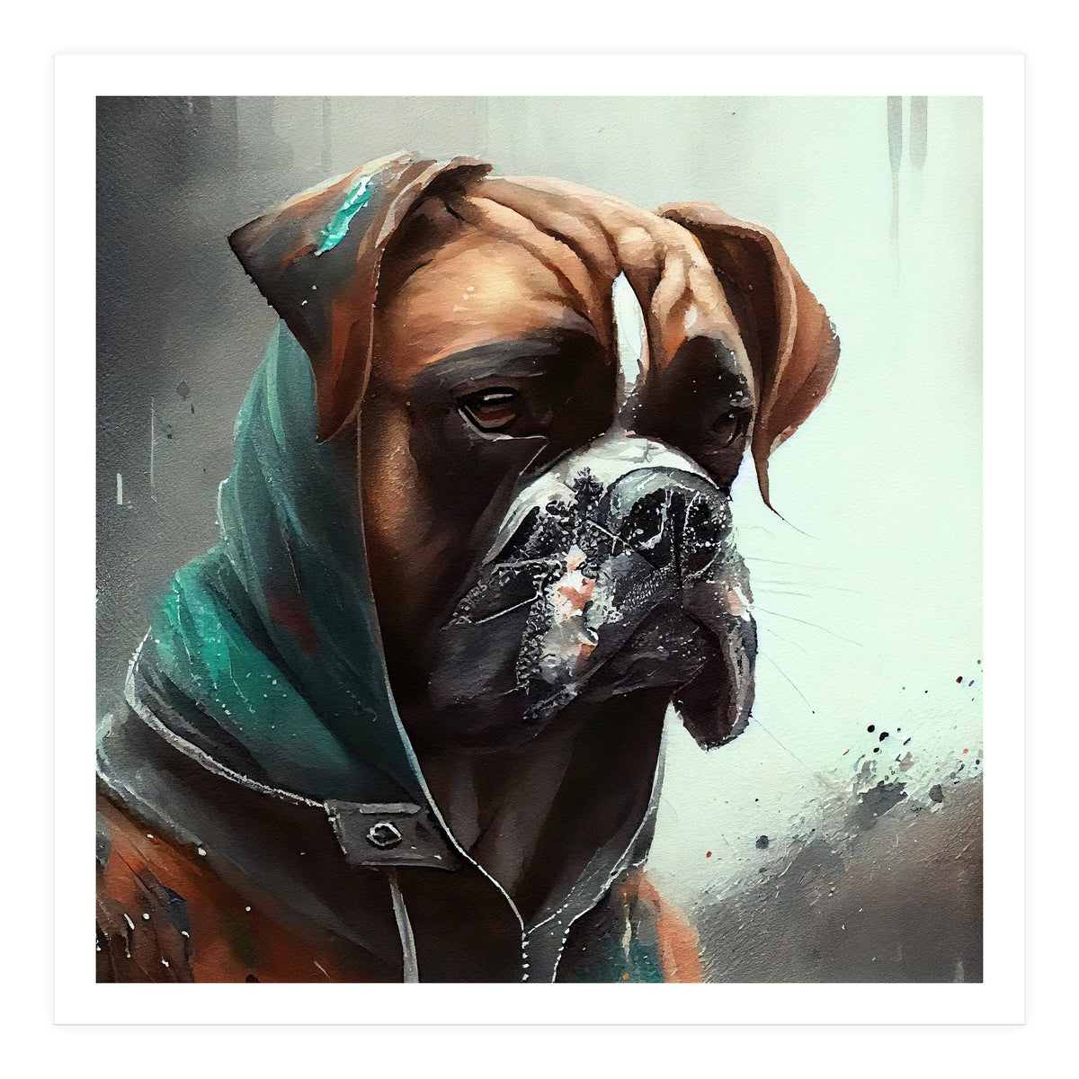 Watercolor Boxer Dog (Print Only)