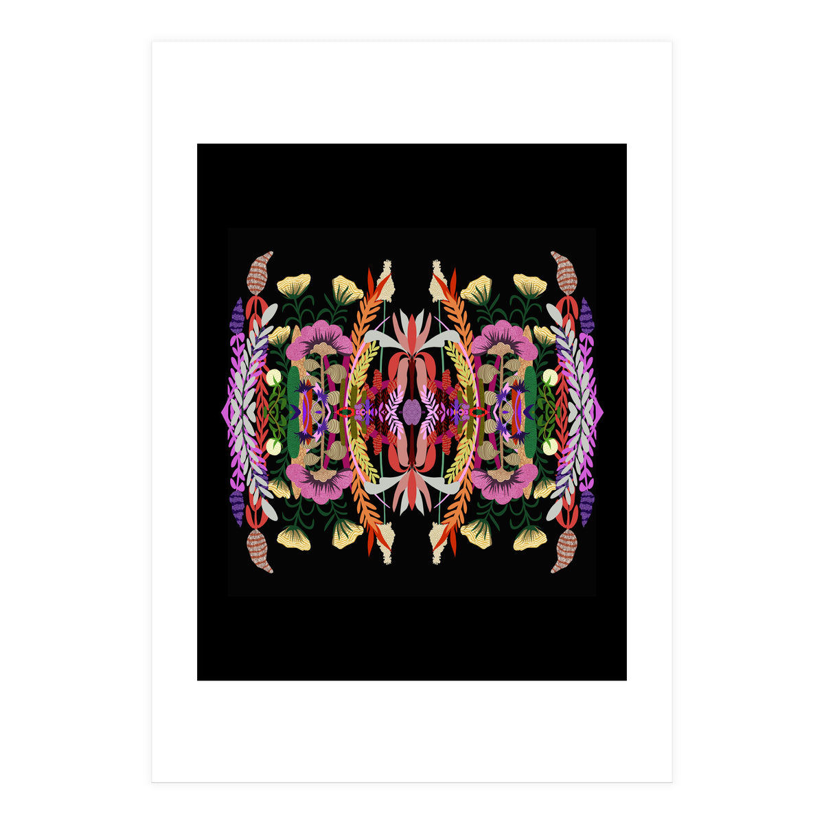 The Butterfly Effect Series 01, Paint Blot Mirror Colorful, Symmetrical Graphic, Eclectic Mandala (Print Only)