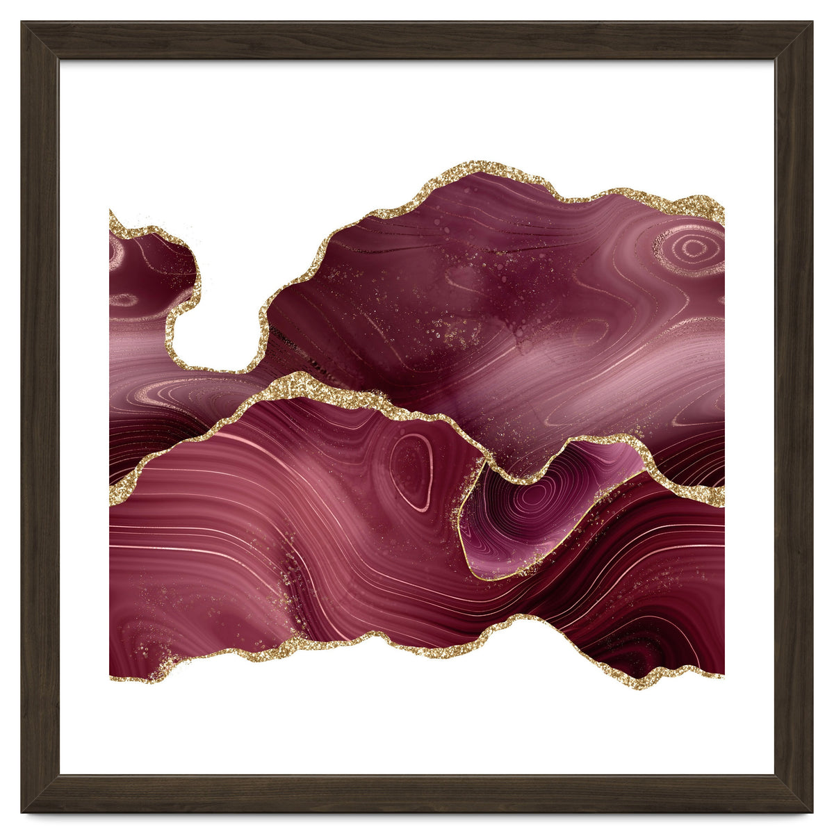 Burgundy & Gold Glitter Agate Texture 08